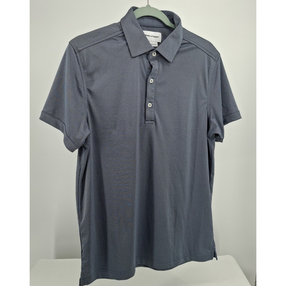 Ministry of Supply Apollo Polo Men Medium Blue Gray Technical Performance Shirt